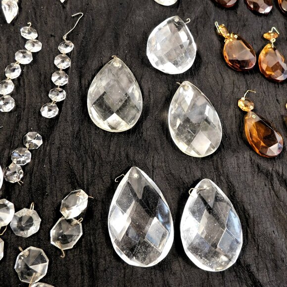 Vintage Crystal Lamp Parts, Prism Drops, Assorted Shapes Lot Five - Picture 6 of 6